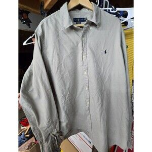 Polo Ralph Lauren Classic Fit Mens XXL Khaki green Button Down Pony Shirt